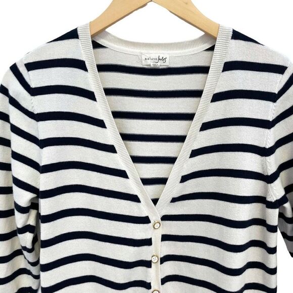 Maison Jules Stripped Cardigan 100% Cotton - Picture 2 of 6